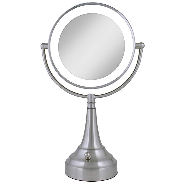 Satin Nickel Double-Sided Round LED Vanity Mirror