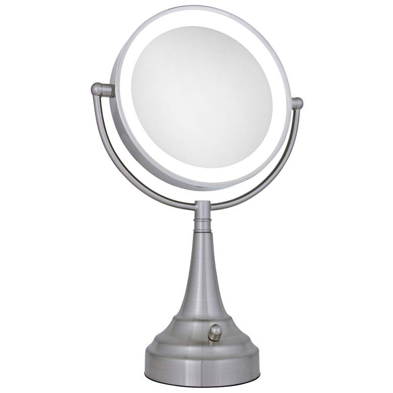 Satin Nickel Double-Sided Round LED Vanity Mirror more views