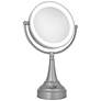 Satin Nickel Double-Sided Round LED Vanity Mirror