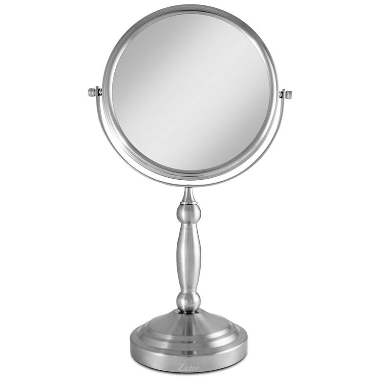 Image 1 Satin Nickel Dual-Sided 10x Magnified Makeup Mirror