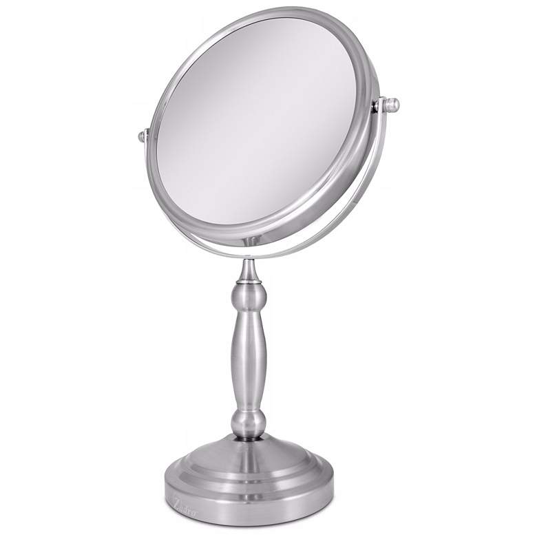 Satin Nickel Dual-Sided 10x Magnified Makeup Mirror more views