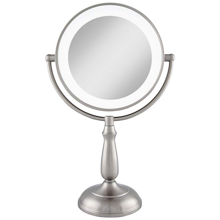 Satin Nickel Lighted Touch 10X Magnified Mirror - #6H248 Lamps Plus