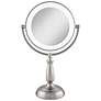 Satin Nickel Lighted LED Touch 10X Magnified Makeup Mirror