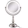 Satin Nickel Lighted LED Touch 10X Magnified Makeup Mirror