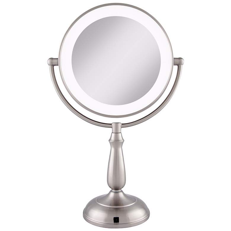 Image 5 Satin Nickel Lighted LED Touch 12X Magnified Makeup Mirror more views
