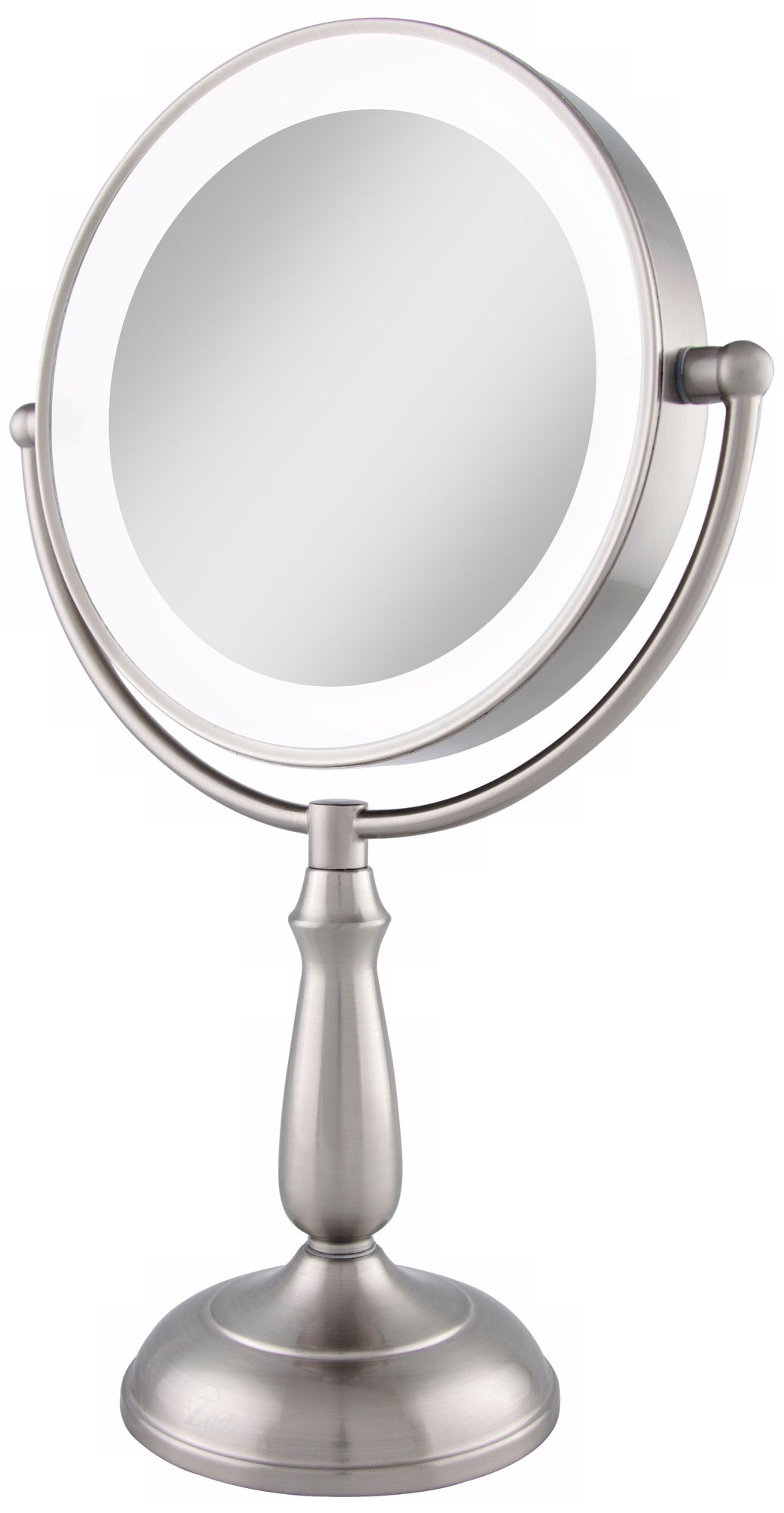 Satin Nickel Lighted LED Touch 12X Magnified Makeup Mirror 6H245