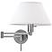 Satin Nickel Round Backplate Plug-In Swing Arm Wall Lamp