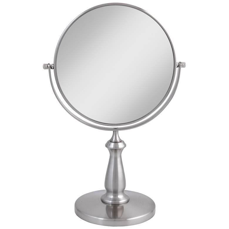 Image 1 Satin Nickel Swivel 8X Magnification Makeup Mirror