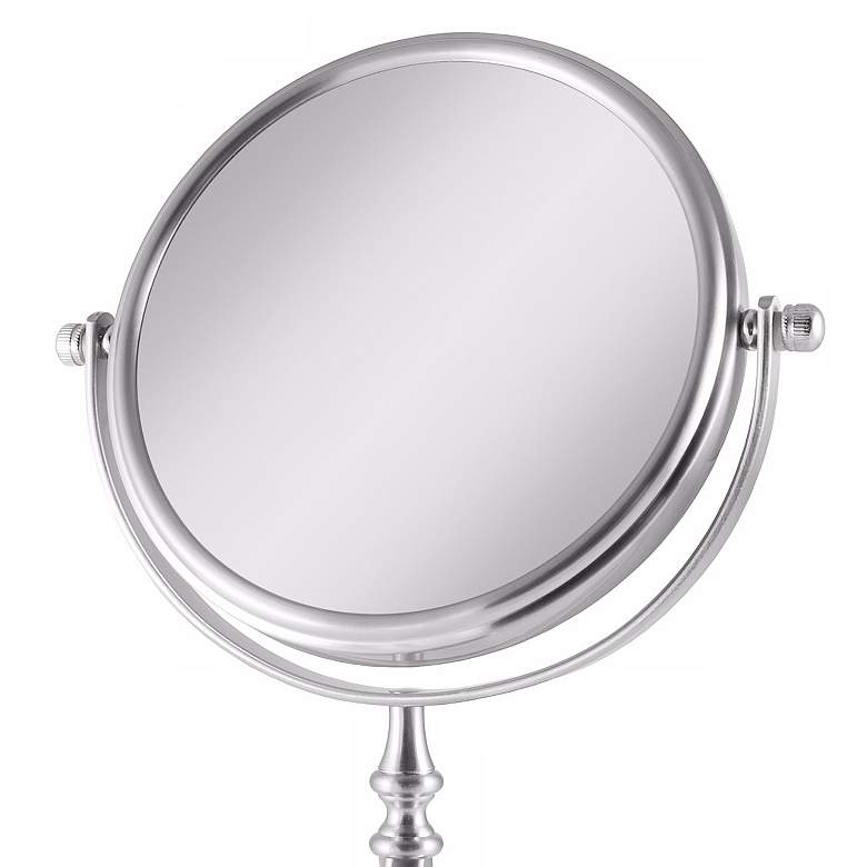 Image 2 Satin Nickel Swivel Dual-Sided 5X Magnified Makeup Mirror more views