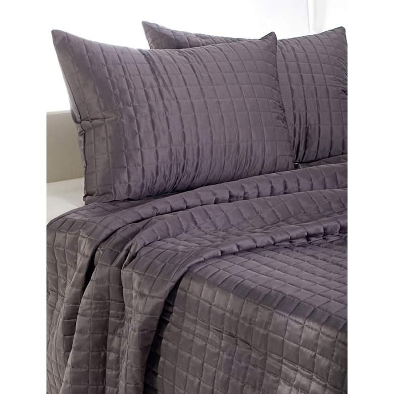 Image 1 Satinology Gray Fabric Queen Quilt Set