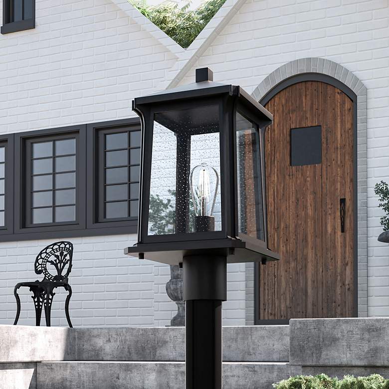 Image 1 Satterfield 1-Light Matte Black Outdoor Post Lantern