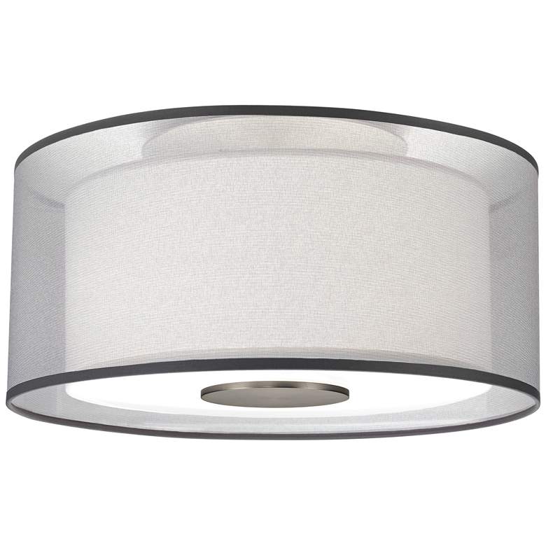 Image 1 Saturina 17.5" Flushmount Stainless Finish w/Silver Transparent Shade