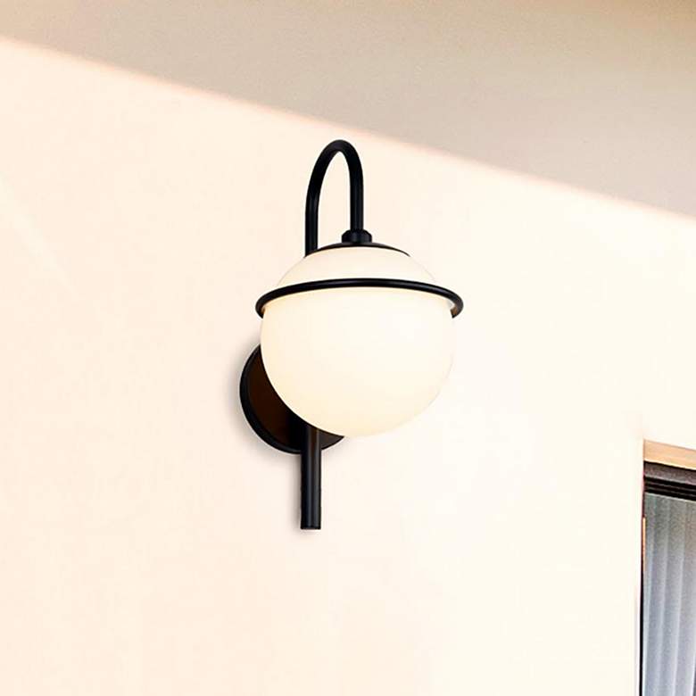 Image 2 Saturn 14 1/2" High Matte Black Indoor/Outdoor Wall Sconce