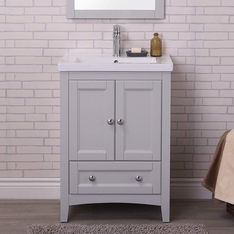Image 2 Saturn 24" Wide Medium Gray Single Sink Bathroom Vanity