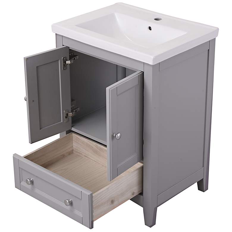 Image 7 Saturn 24" Wide Medium Gray Single Sink Bathroom Vanity more views