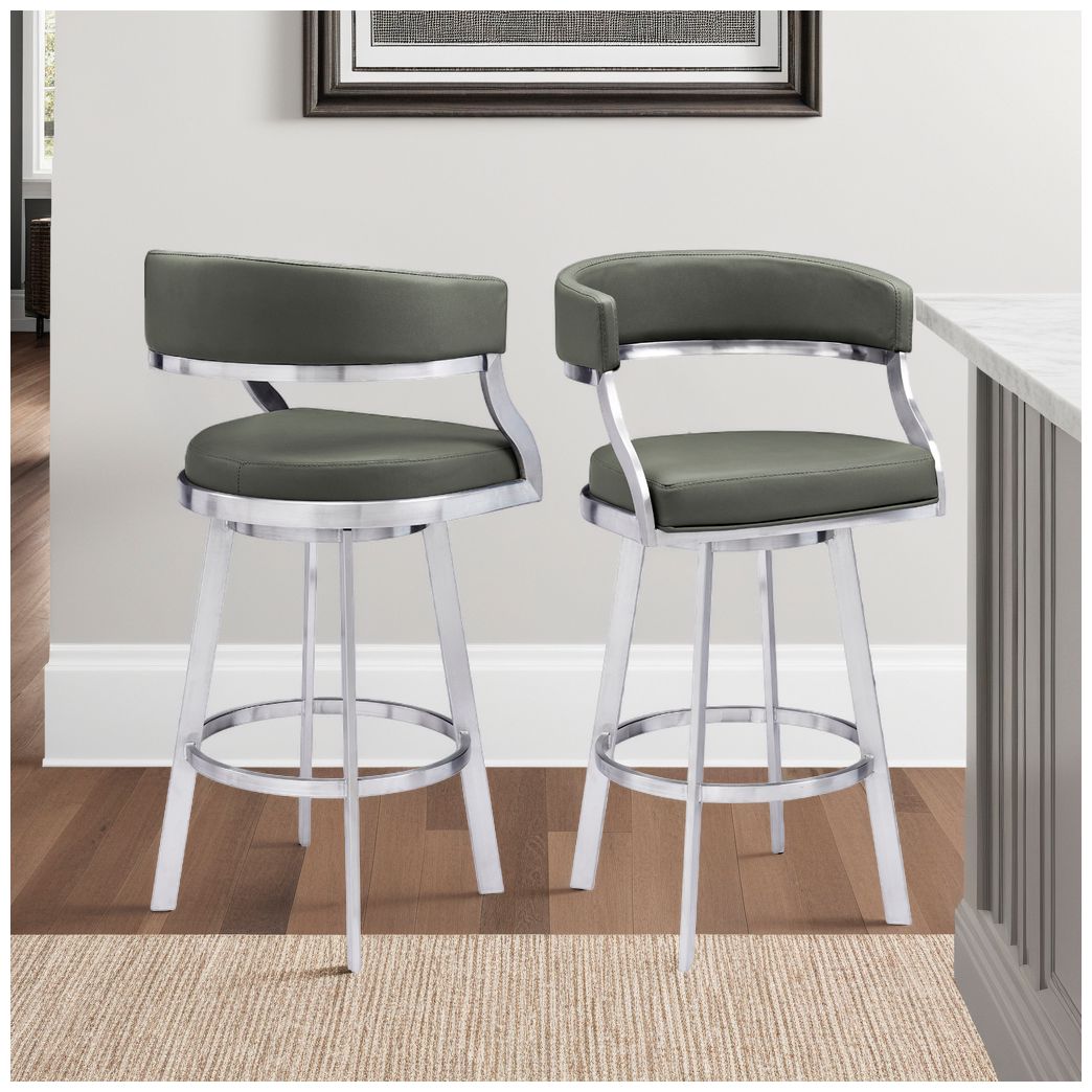Image 2 Saturn 26 in. Swivel Barstool in Brushed Stainless Steel Finish, Gray more views