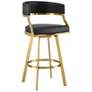 2_Saturn 26" Black Faux Leather and Gold Swivel Counter Stool