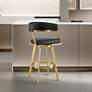 1_Saturn 26" Black Faux Leather and Gold Swivel Counter Stool