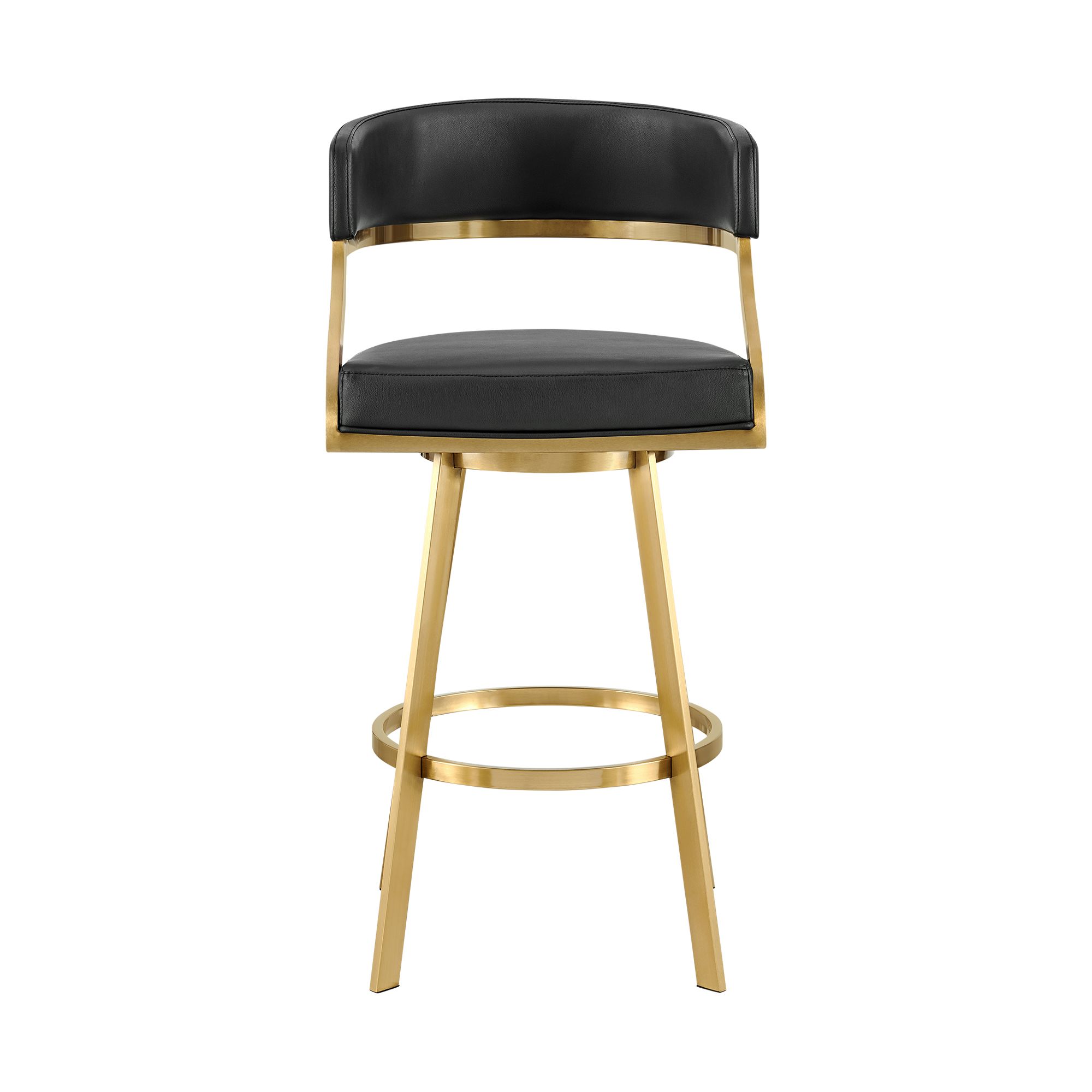 Image 4 Saturn 26" Black Faux Leather and Gold Swivel Counter Stool more views