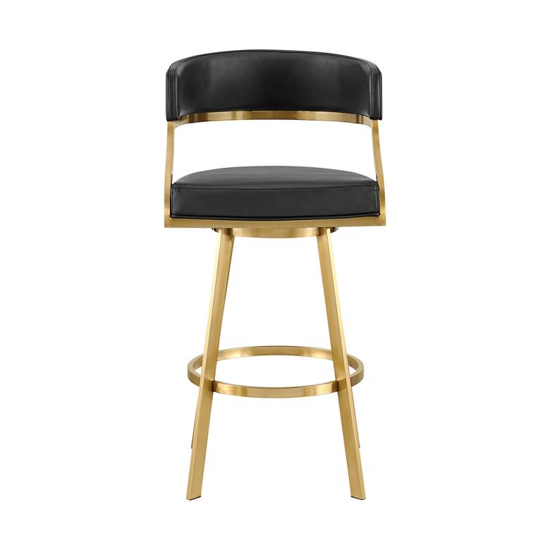 Image 4 Saturn 26" Black Faux Leather and Gold Swivel Counter Stool more views