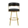 4_Saturn 26" Black Faux Leather and Gold Swivel Counter Stool more views