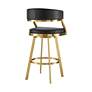 5_Saturn 26" Black Faux Leather and Gold Swivel Counter Stool more views