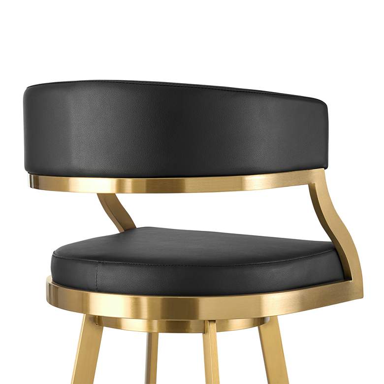 Image 7 Saturn 26" Black Faux Leather and Gold Swivel Counter Stool more views