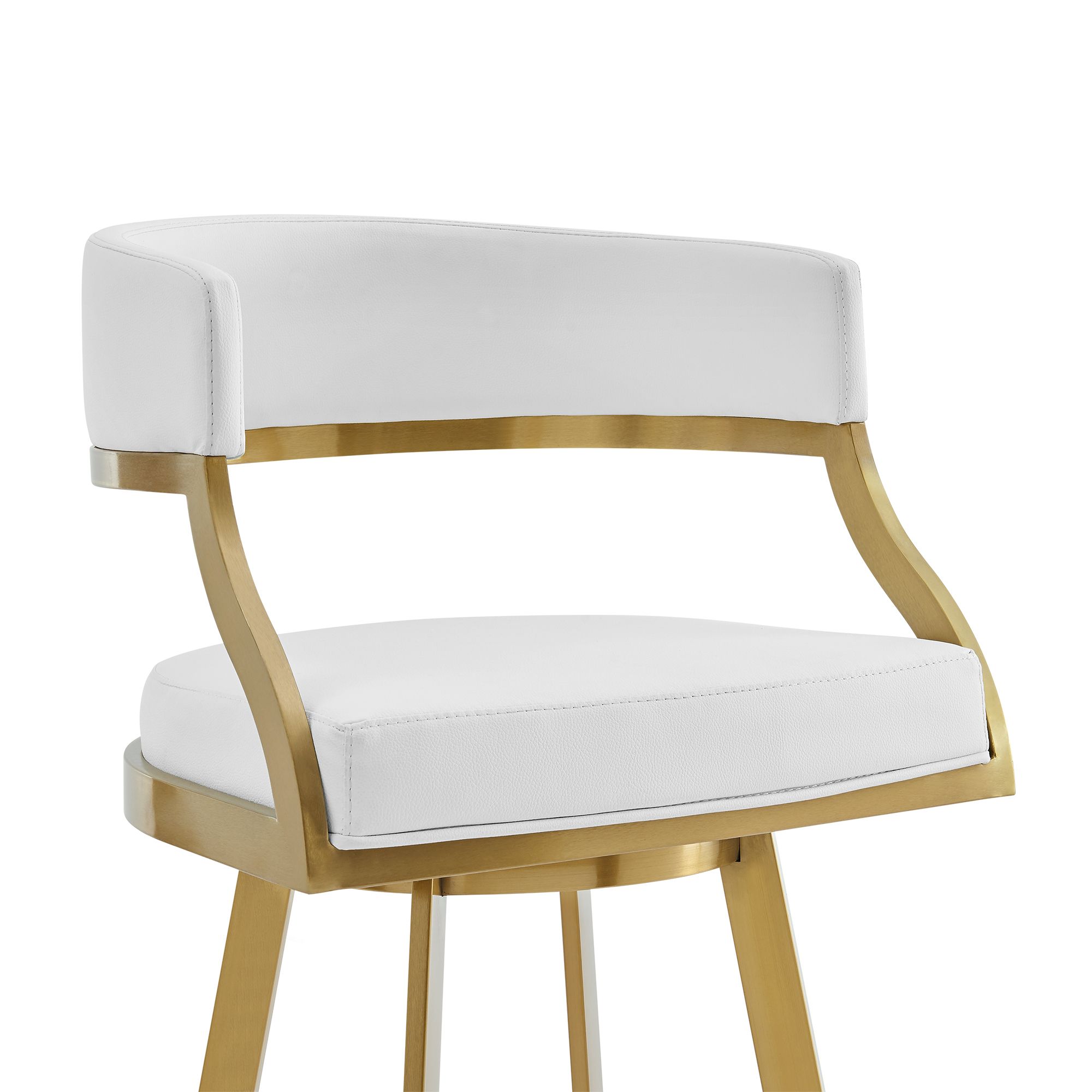 Image 6 Saturn 30 in. Swivel Bar Stool in Stainless Steel, and White Faux Leather more views