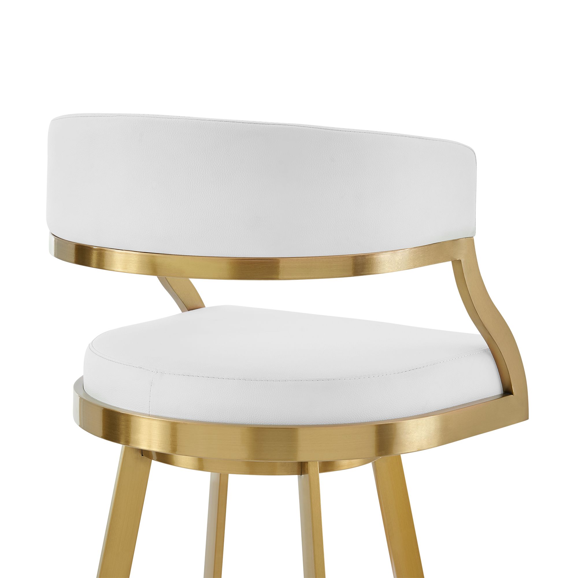 Image 7 Saturn 30 in. Swivel Bar Stool in Stainless Steel, and White Faux Leather more views