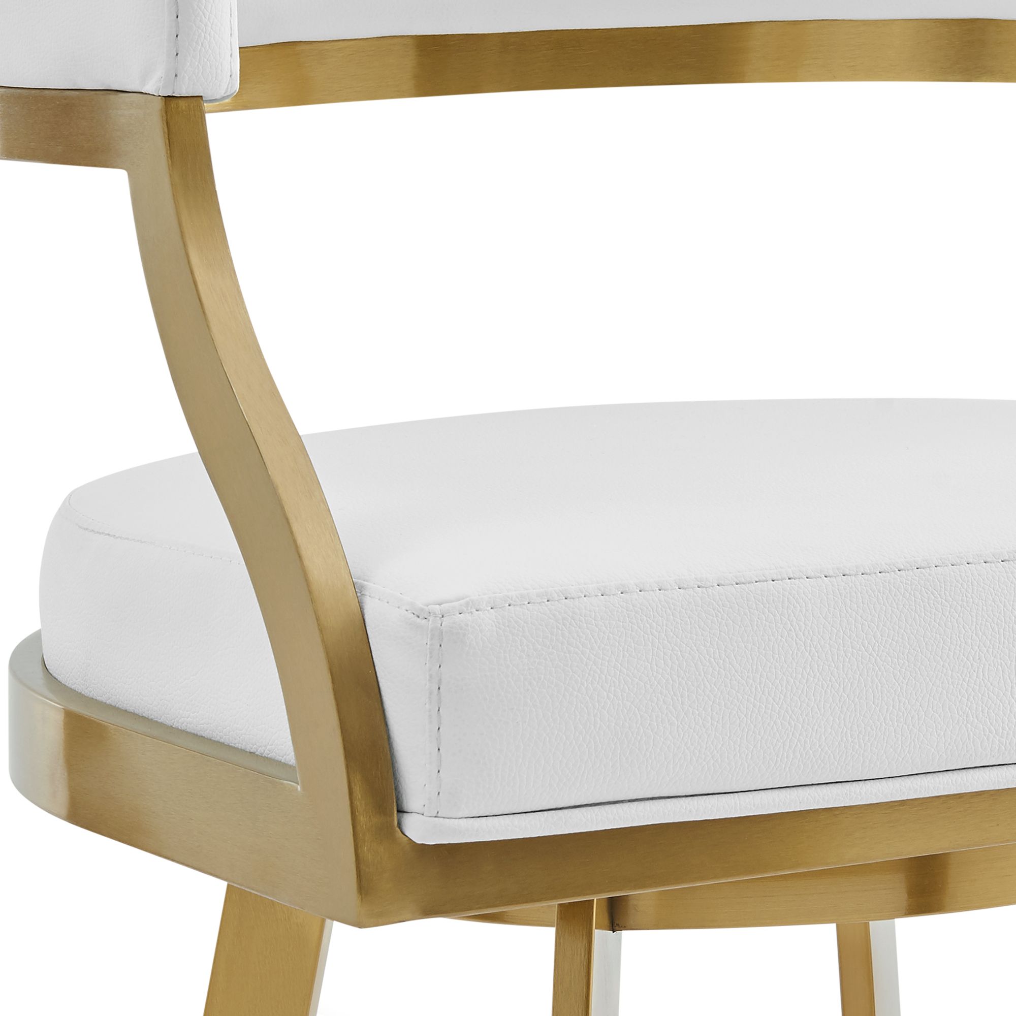 Saturn 30 in. Swivel Bar Stool in Stainless Steel, and White Faux Leather
