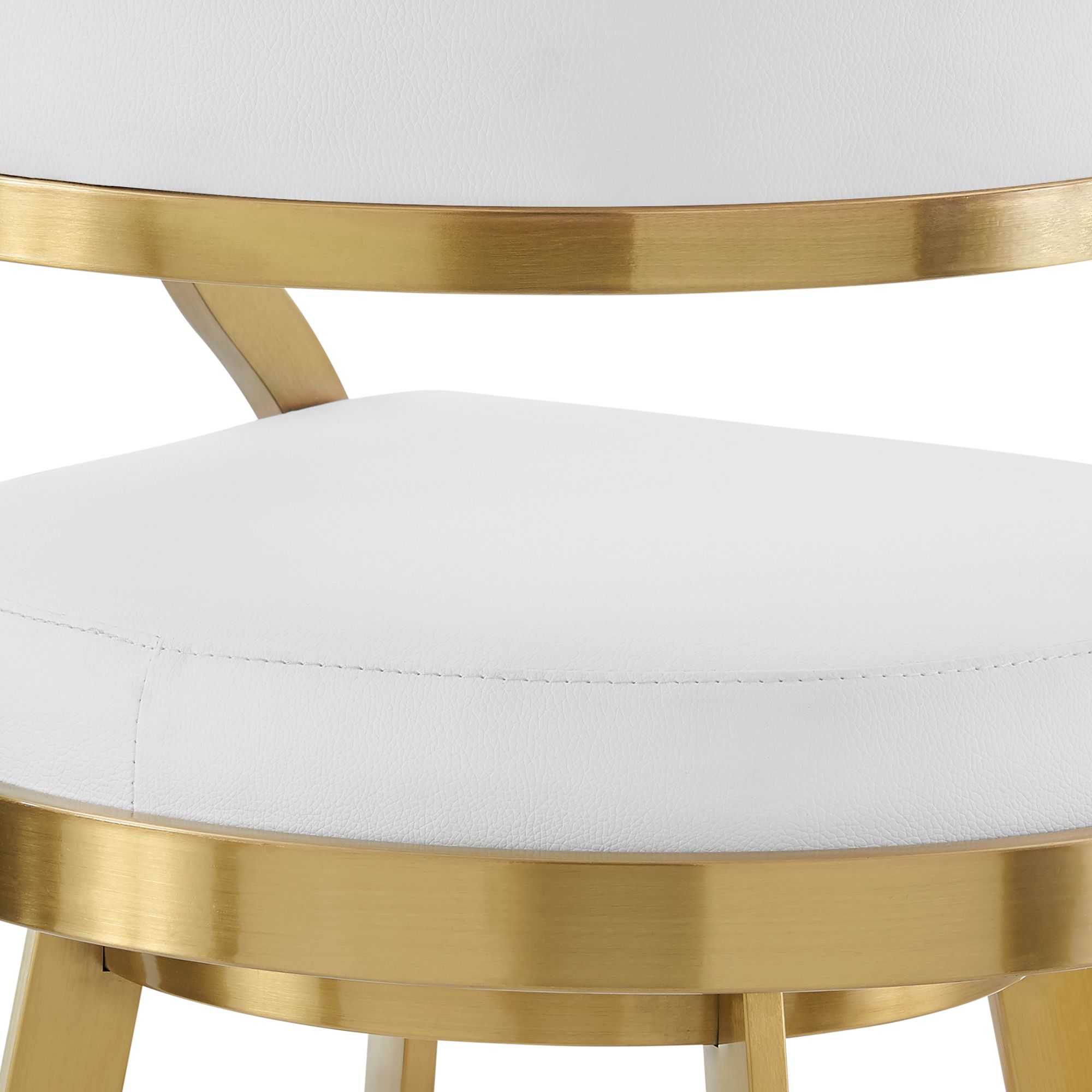 Saturn 30 in. Swivel Bar Stool in Stainless Steel, and White Faux Leather