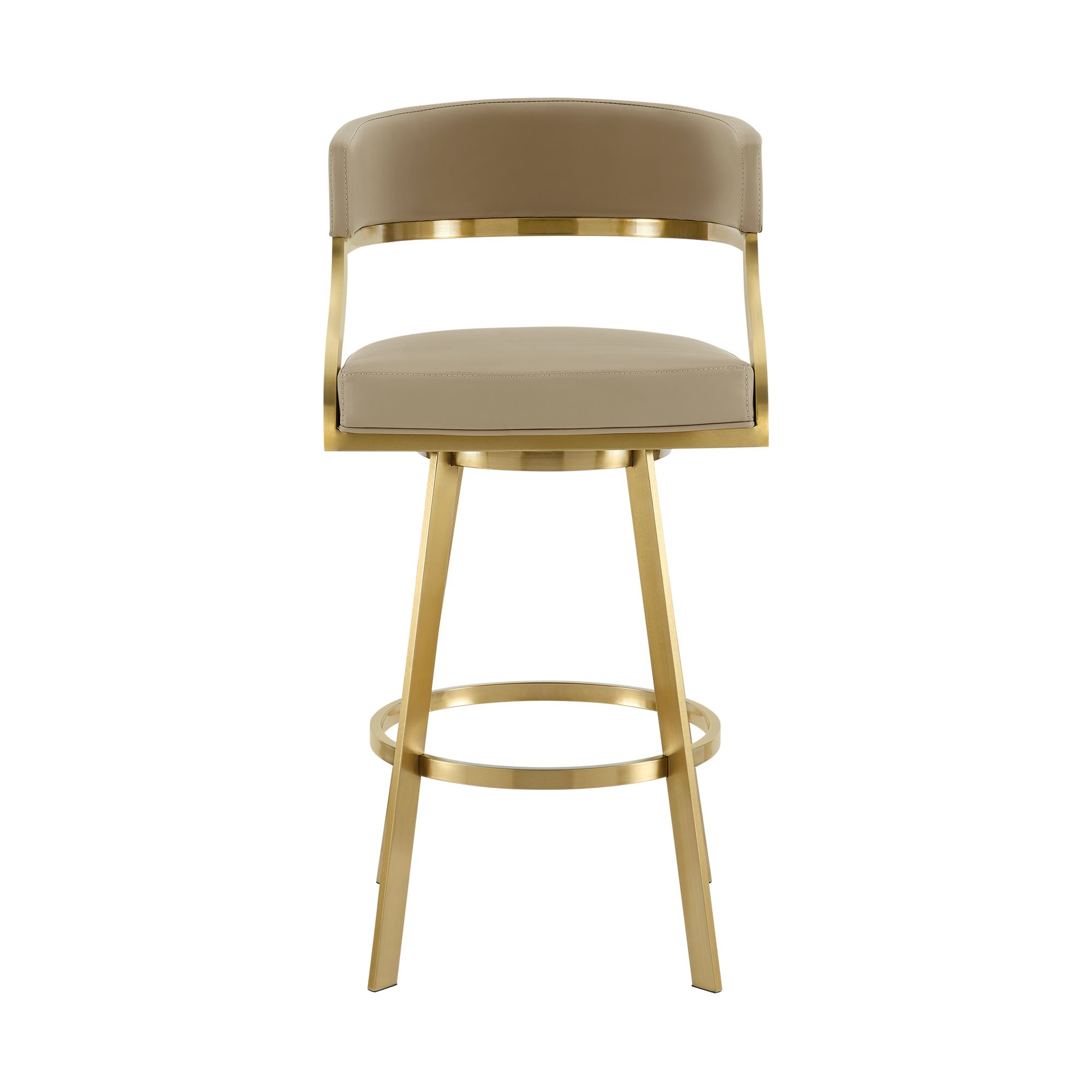Thumbnail4 of Saturn 30 in. Swivel Bar Stool in Stainless Steel, Light Sand Faux Leather more views