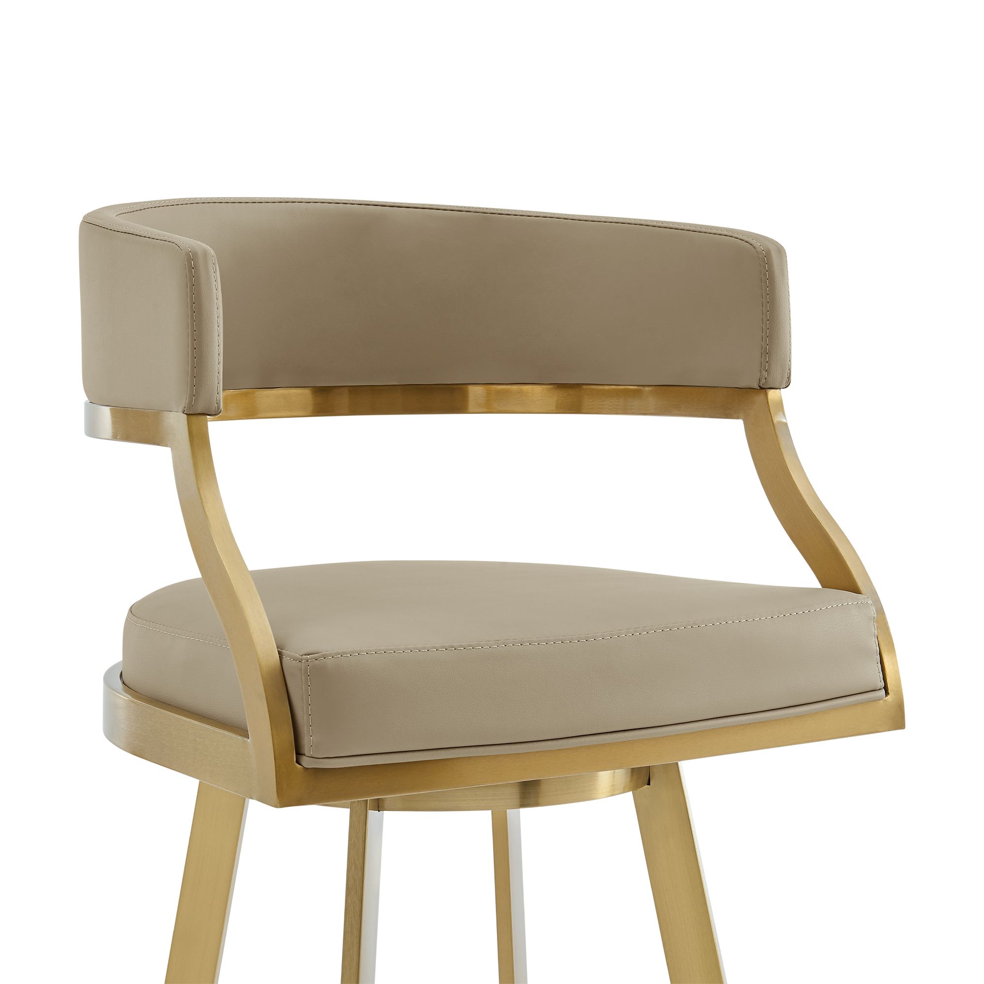Saturn 30 in. Swivel Bar Stool in Stainless Steel, Light Sand Faux Leather