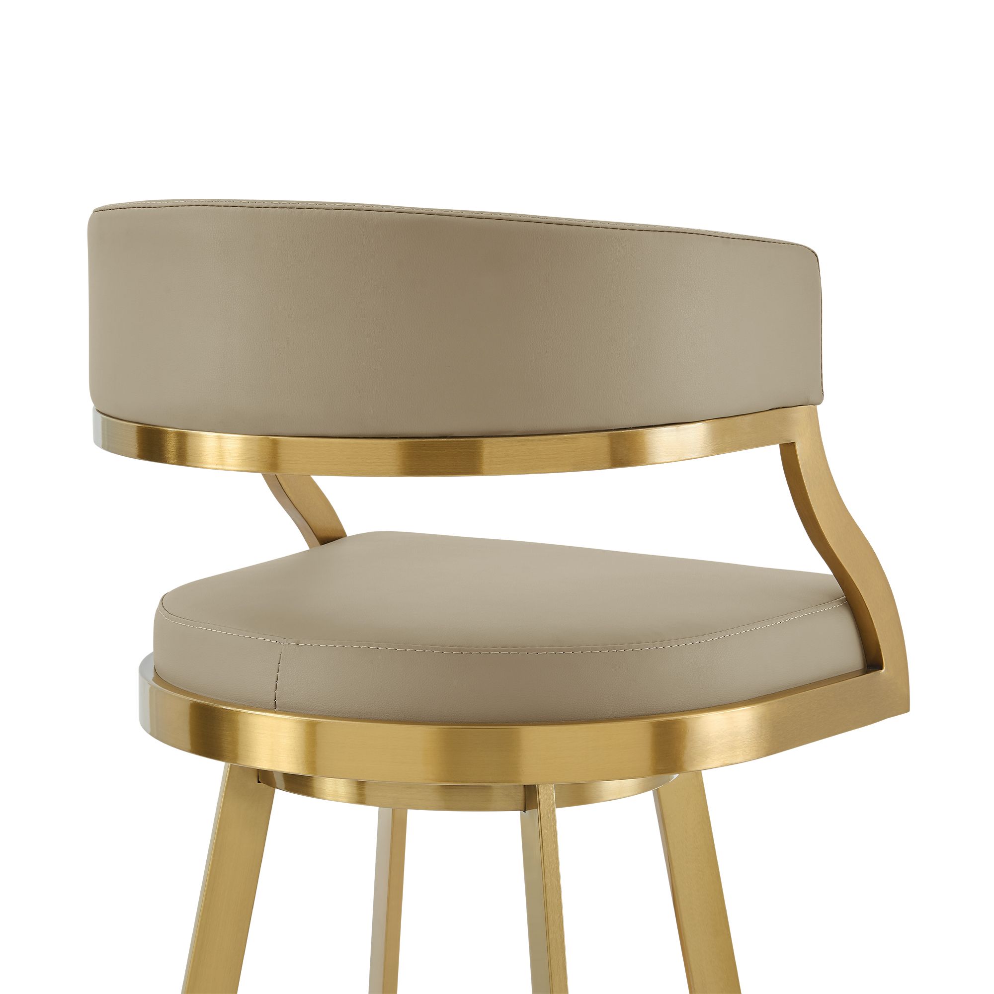 Saturn 30 in. Swivel Bar Stool in Stainless Steel, Light Sand Faux Leather