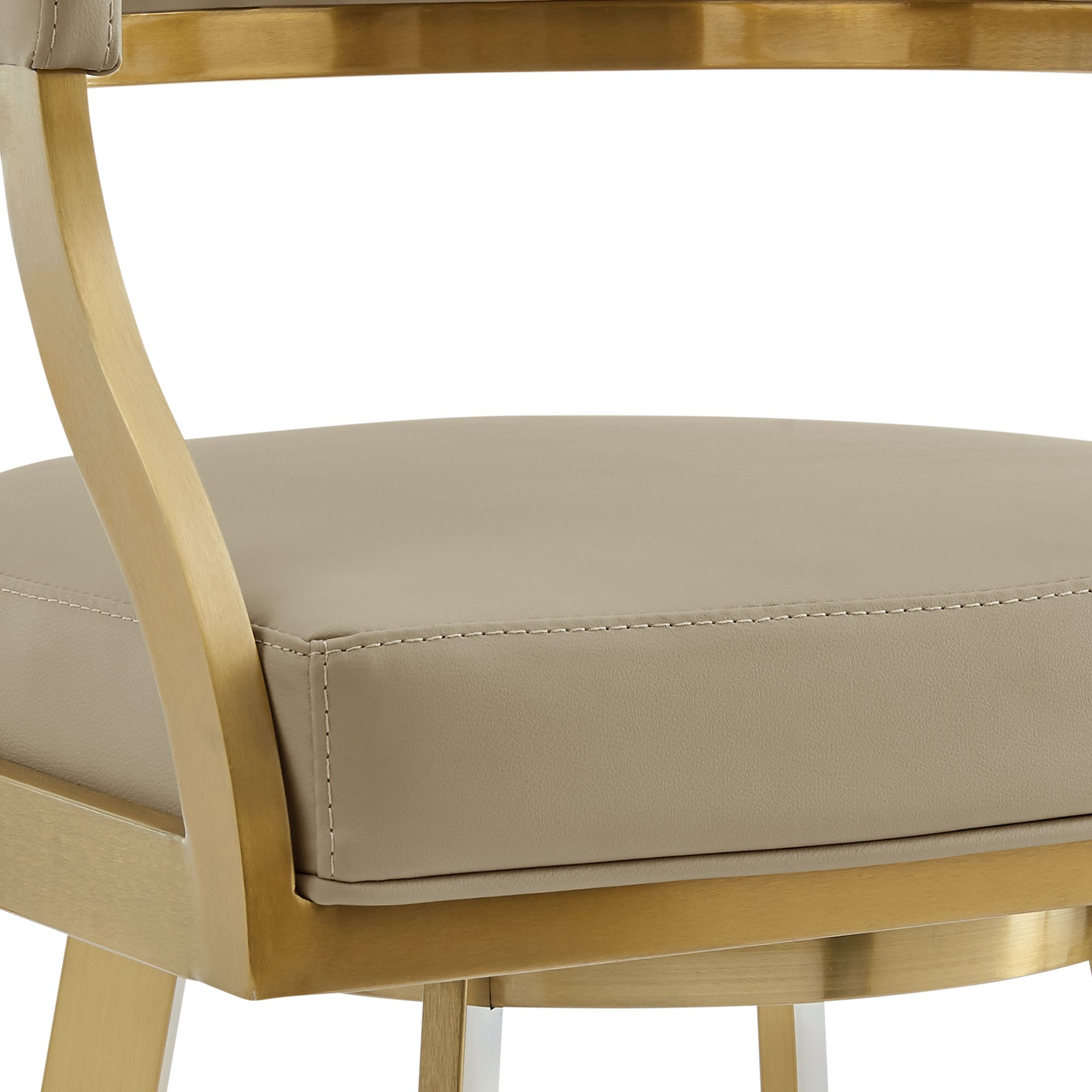 Saturn 30 in. Swivel Bar Stool in Stainless Steel, Light Sand Faux Leather