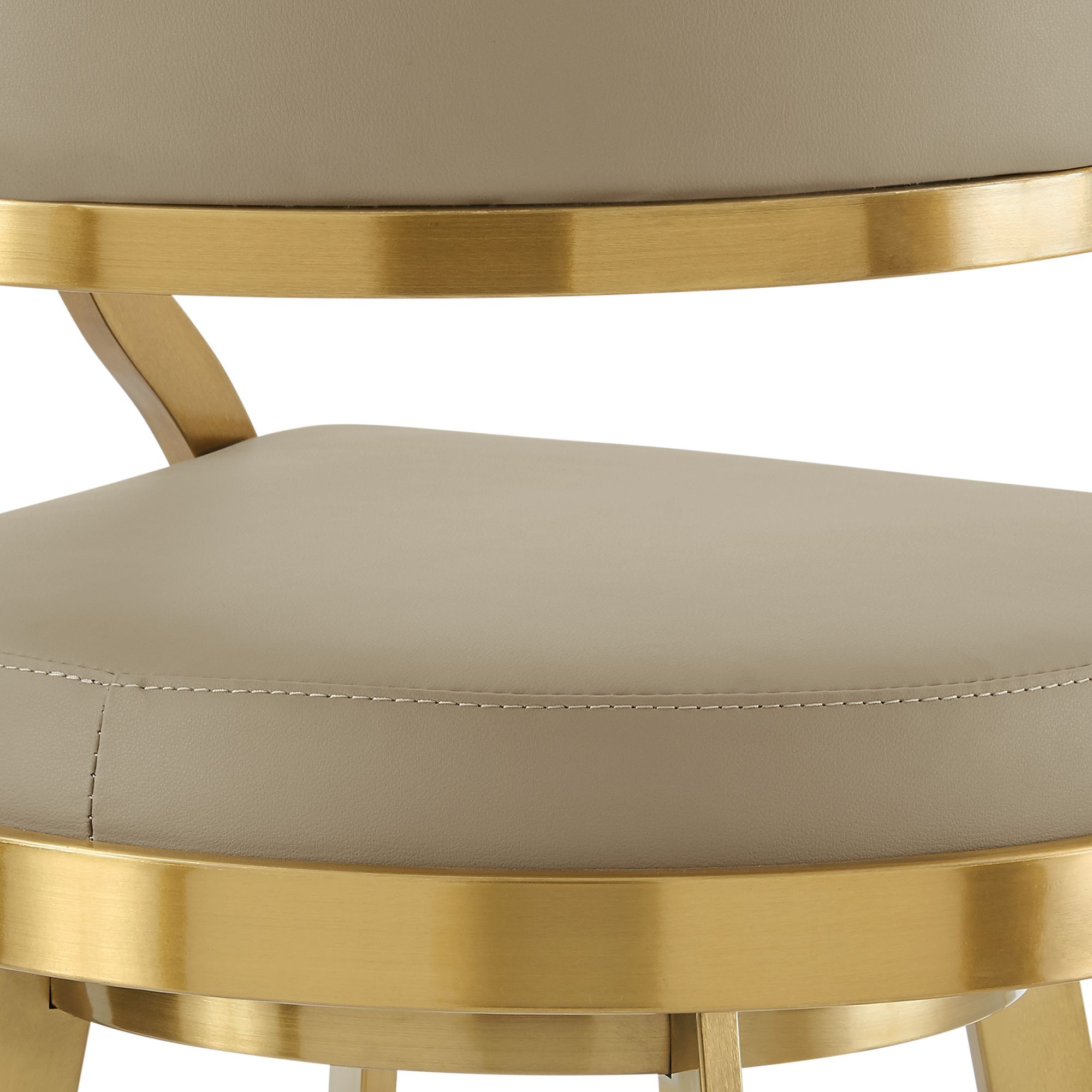 Saturn 30 in. Swivel Bar Stool in Stainless Steel, Light Sand Faux Leather