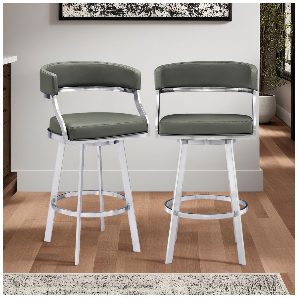 Image 2 Saturn 30 in. Swivel Barstool in Brushed Stainless Steel Finish, Gray more views
