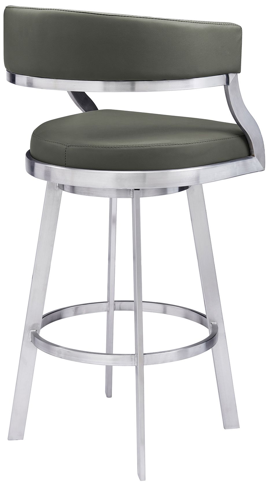 Image 4 Saturn 30 in. Swivel Barstool in Brushed Stainless Steel Finish, Gray more views
