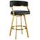 Saturn 30" Black Faux Leather Swivel Bar Stool