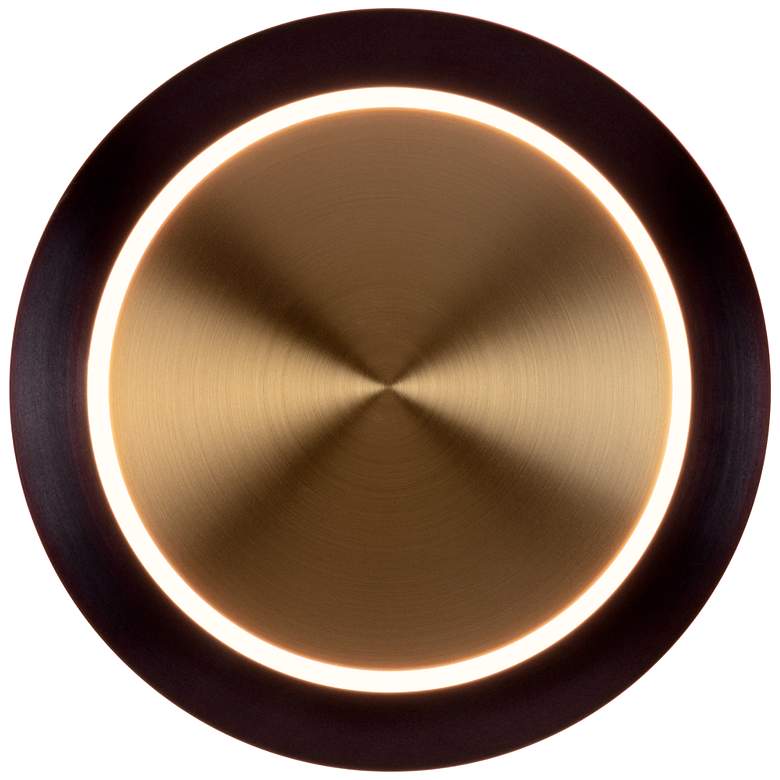 Image 3 Saturn 9 3/4"H Antique Brass and Black Bonze LED Wall Sconce