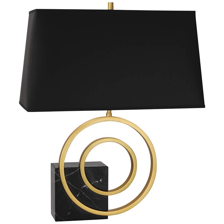 Image 1 Saturn Brass Black Marble Left Table Lamp with Black Shade