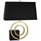 Saturn Brass Black Marble Left Table Lamp with Black Shade