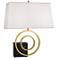 Saturn Brass Black Marble Right Table Lamp with White Shade