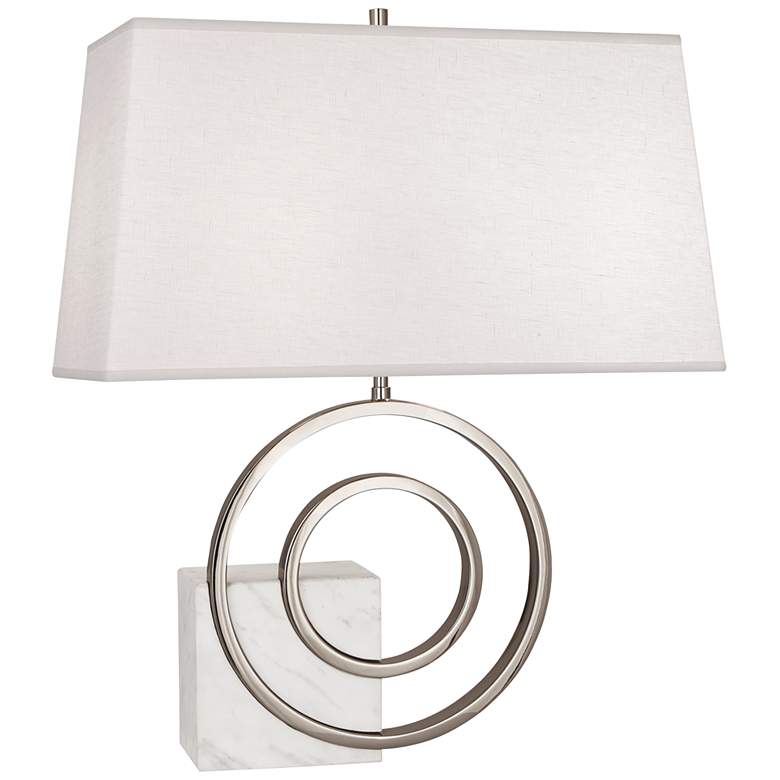 Image 2 Saturn Polished Nickel and White Marble Right Table Lamp