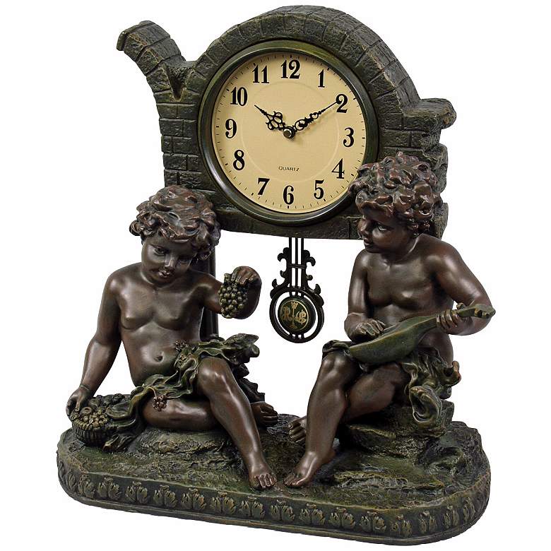 Image 1 Saturnalia Two Cherubs 16 inch High Pendulum Clock