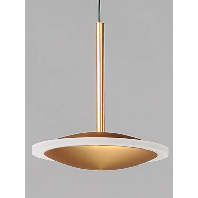 Image 3 Saucer 7" Wide Gold Metal LED Dish Mini Pendant more views