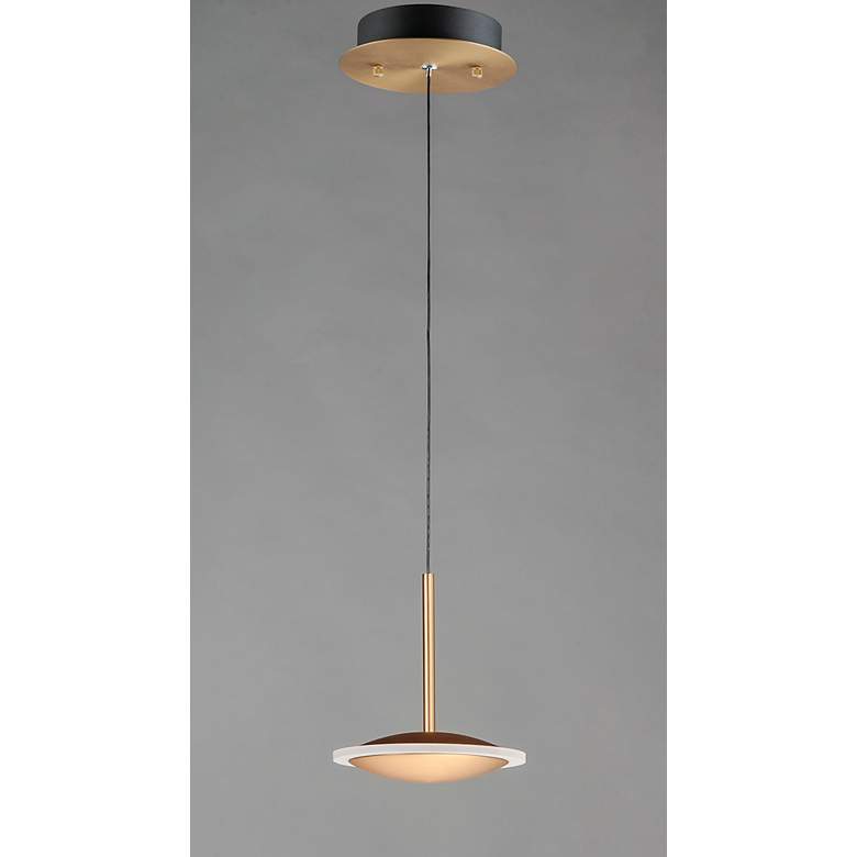 Image 4 Saucer 7" Wide Gold Metal LED Dish Mini Pendant more views