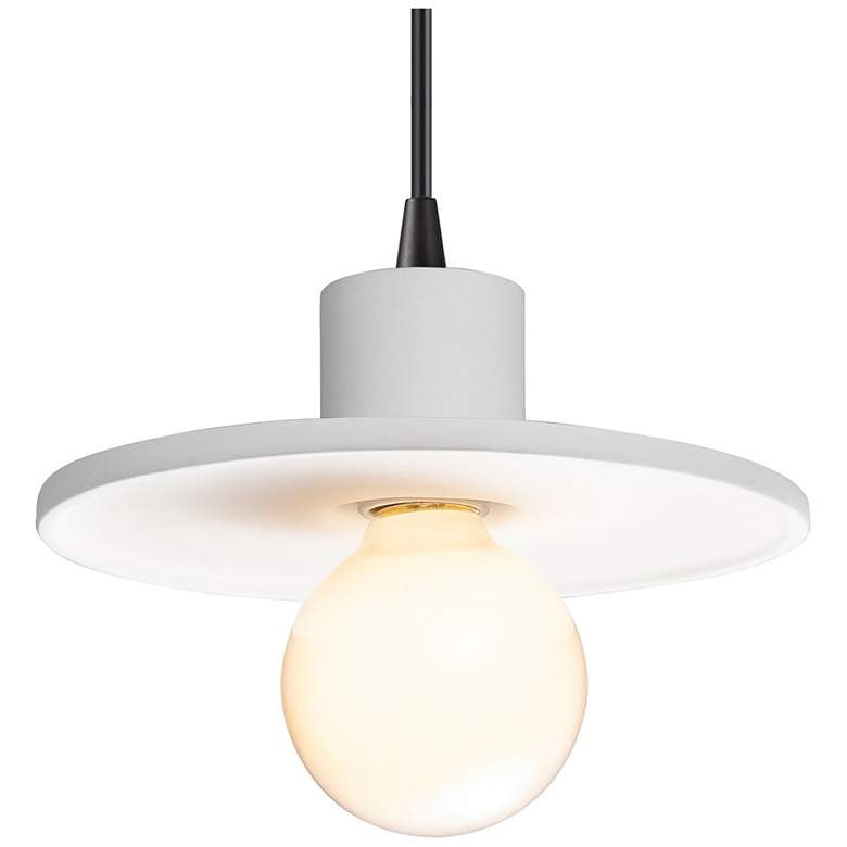 Image 1 Saucer 8" Wide Gloss White and Matte Black Pendant