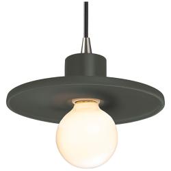 Saucer 8" Wide Pewter Green and Brushed Nickel Pendant