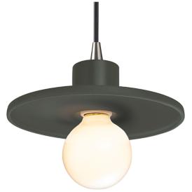 Saucer 8" Wide Pewter Green and Brushed Nickel Pendant Saucer 8" Wide Pewter Green and Brushed Nickel Pendant